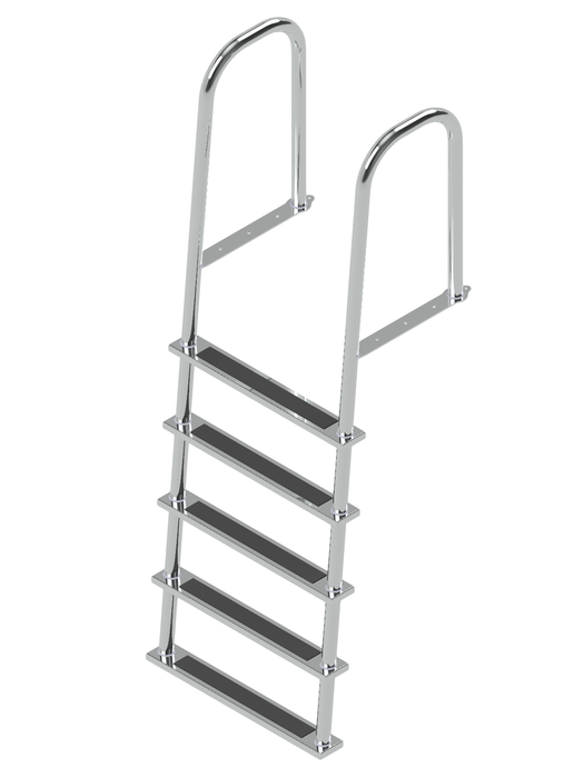 L-1135-LB Angled Stainless Steel Five-Step Dock Ladder, Top Mount