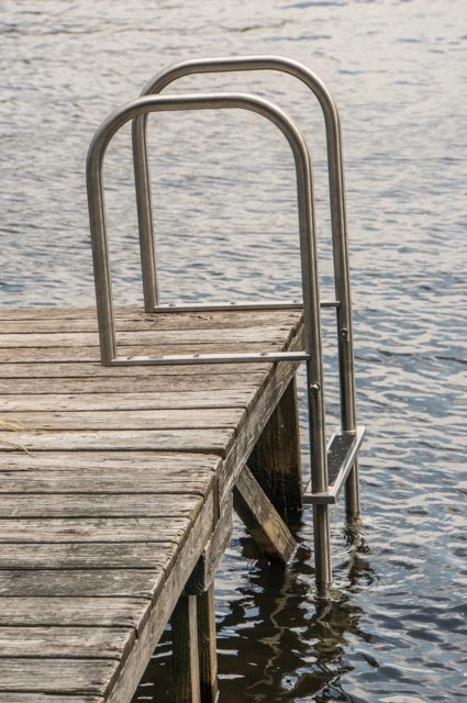 L-1100-LB Three-Step Stainless Steel Dock Ladder, Topside Mount - 18.5" Handles
