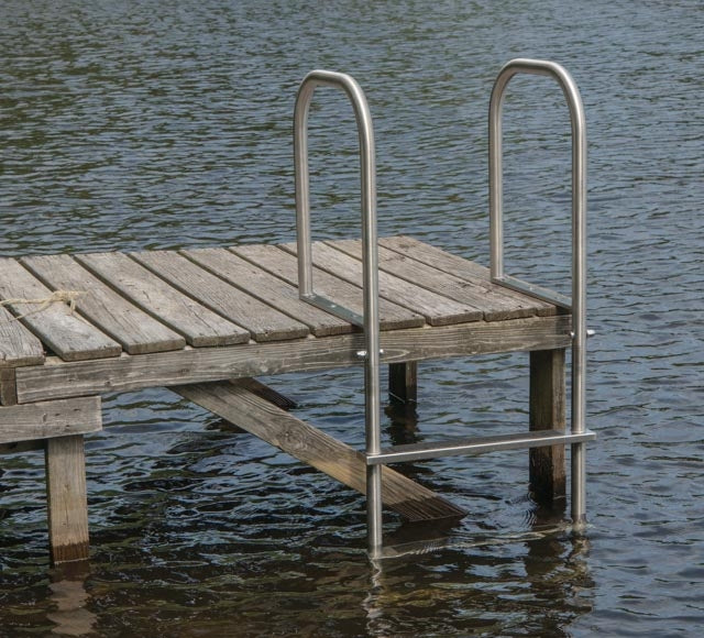 L-1100-LB Three-Step Stainless Steel Dock Ladder, Topside Mount - 18.5" Handles