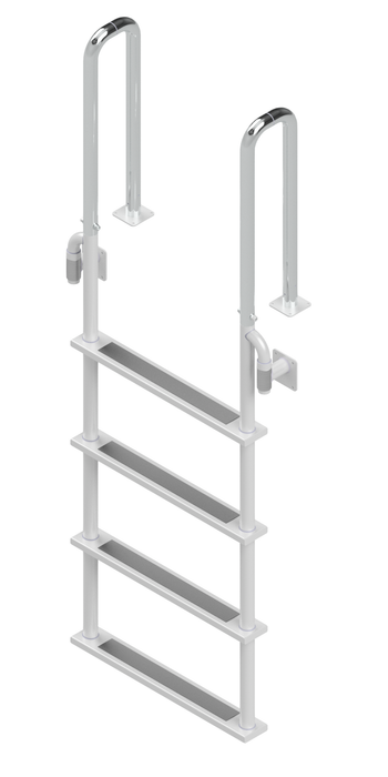L-1210-LB Four-Step Stainless Steel Dock Ladder, Front Mount, Welded Flanges - 6" Handles
