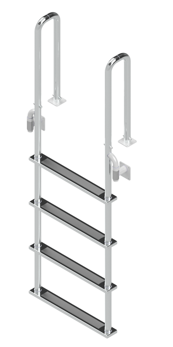 L-1211-LB Four-Step Stainless Steel Dock Ladder, Front Mount with Detachable Mounting Flanges- 6" Handles