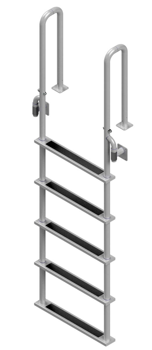L-1214-LB Five-Step Stainless Steel Dock Ladder, Front Mount, Welded Flanges - 6" Handles
