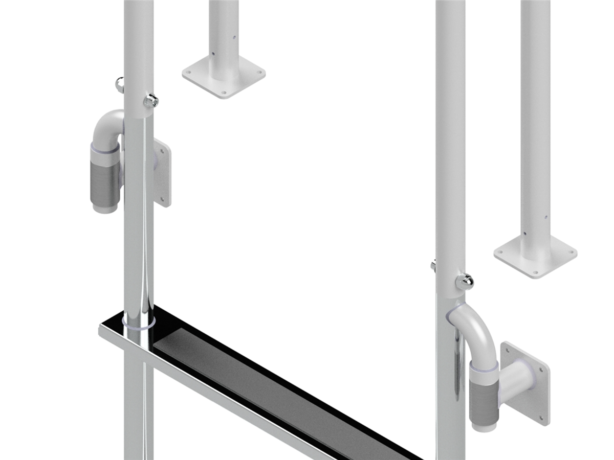 L-1214-LB Five-Step Stainless Steel Dock Ladder, Front Mount, Welded Flanges - 6" Handles