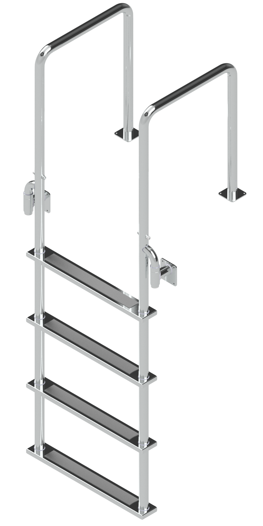 L-1220-LB Four-Step Stainless Steel Dock Ladder, Front Mount, Welded Flanges - 18.75" Handles