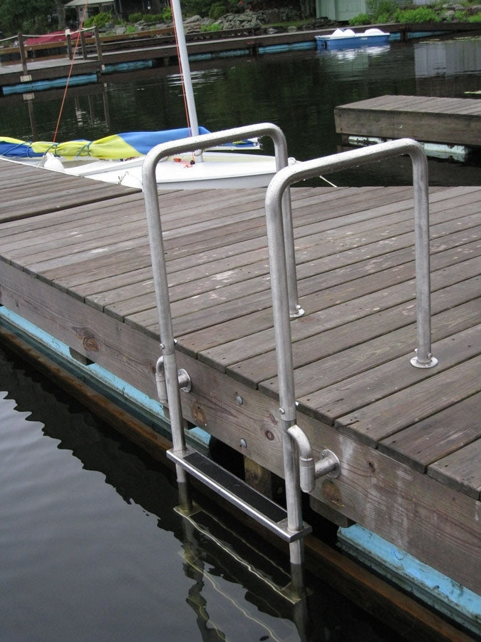 L-1221-LB Four-Step Stainless Steel Dock Ladder, Front Mount with Detachable Mounting Flanges - 18.75" Handles