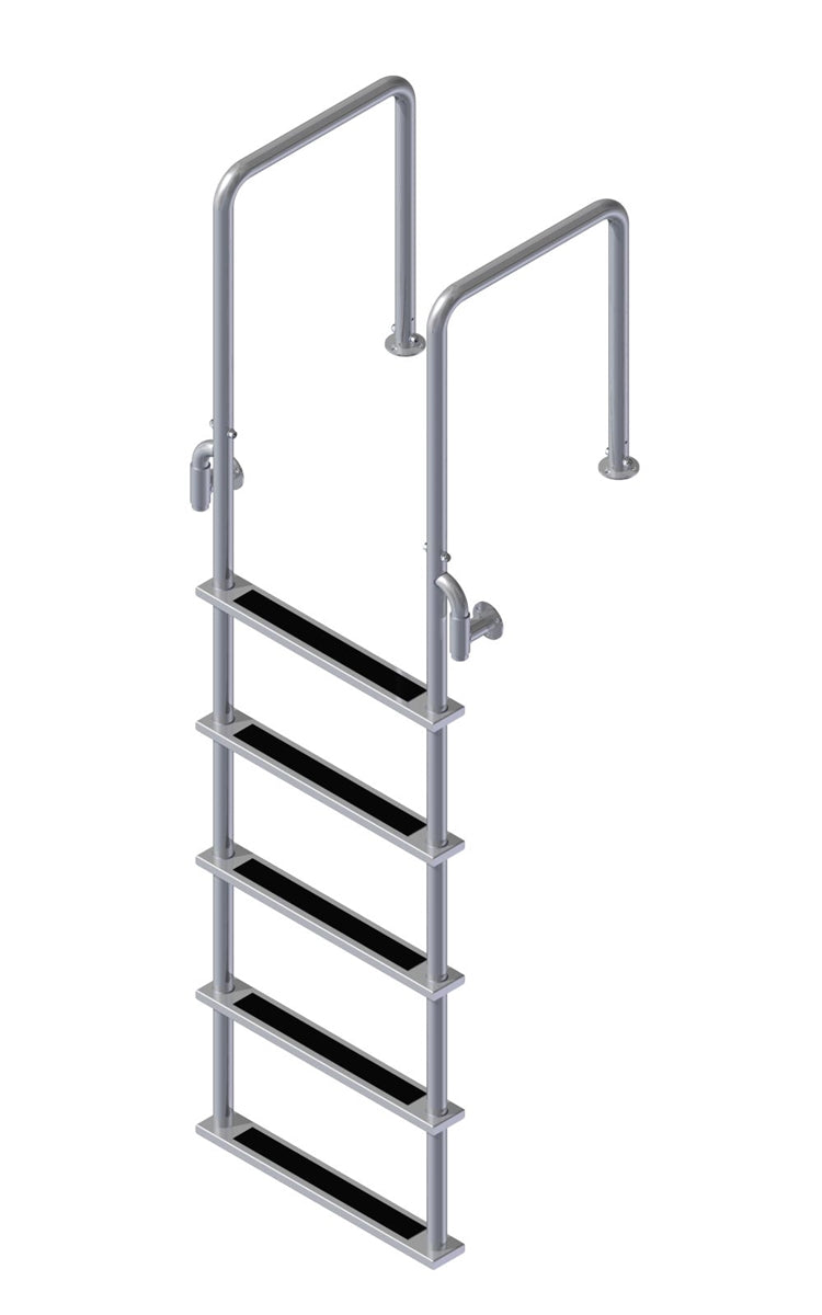 L-1222-LB Five-Step Stainless Steel Dock Ladder, Front Mount, Welded Flanges - 18.75" Handles