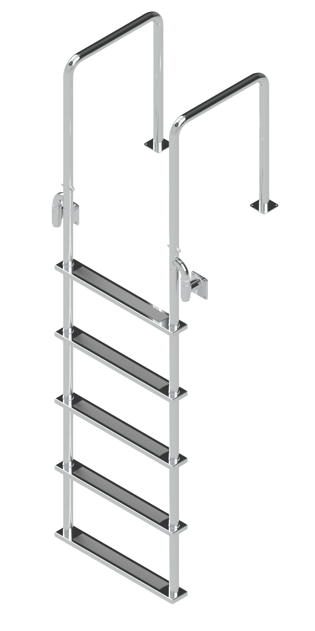 L-1222-LB Five-Step Stainless Steel Dock Ladder, Front Mount, Welded Flanges - 18.75" Handles