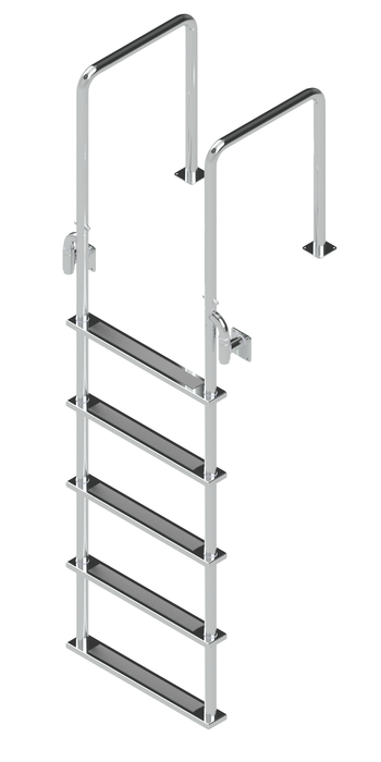 L-1222-LB Five-Step Stainless Steel Dock Ladder, Front Mount, Welded Flanges - 18.75" Handles