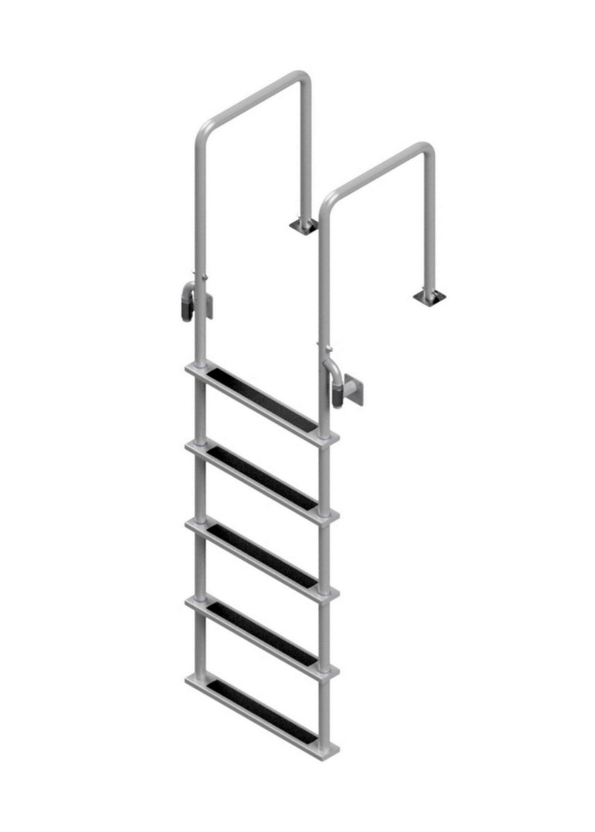 L-1225-LB Five-Step Stainless Steel Dock Ladder, Front Mount with Detachable Mounting Flanges - 18.75" Handles
