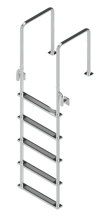 L-1225-LB Five-Step Stainless Steel Dock Ladder, Front Mount with Detachable Mounting Flanges - 18.75" Handles