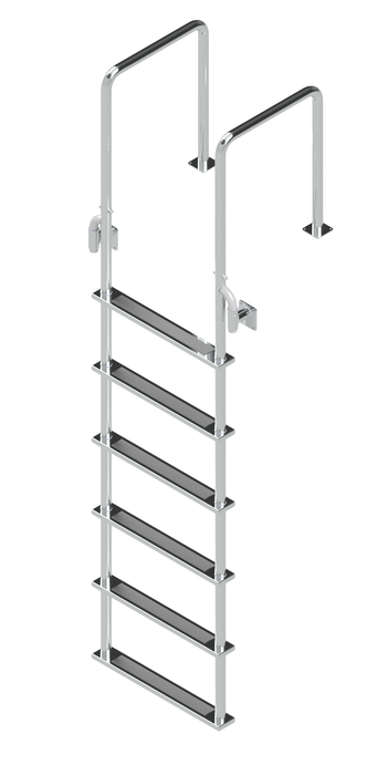 L-1226-LB Six-Step Stainless Steel Dock Ladder, Front Mount, Welded Flanges - 18.75" Handles