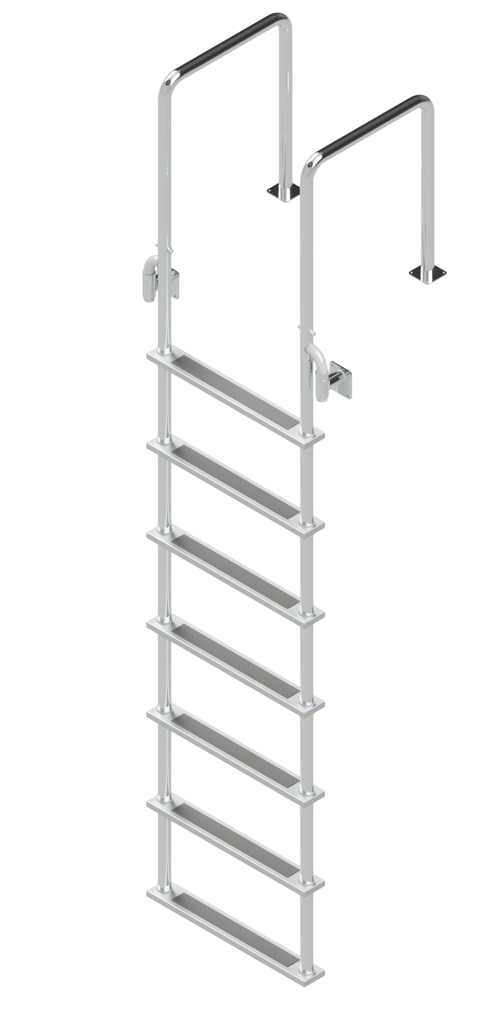 L-1228-LB Seven-Step Stainless Steel Dock Ladder, Front Mount, Welded Flanges - 18.75" Handles