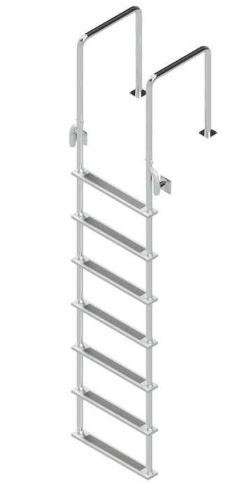L-1228-LB Seven-Step Stainless Steel Dock Ladder, Front Mount, Welded Flanges - 18.75" Handles
