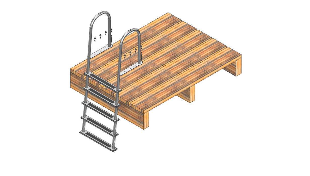 L-1135-LB Angled Stainless Steel Five-Step Dock Ladder, Top Mount