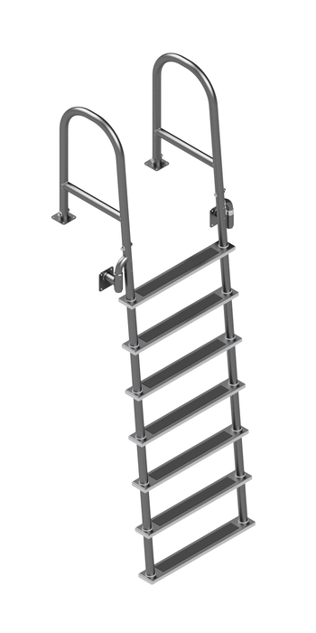 L-1235-LB Angled Stainless Steel Seven-Step Dock Ladder, Front Mount, Detachable Upper