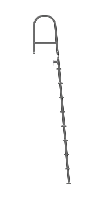 L-1237-LB Angled Stainless Steel Nine-Step Dock Ladder, Front Mount, Detachable Upper