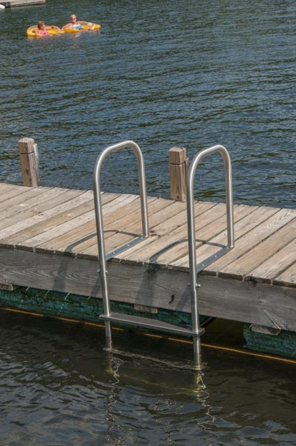 L-1227-LB Six-Step Stainless Steel Dock Ladder, Front Mount with Detachable Mounting Flanges - 18.75" Handles