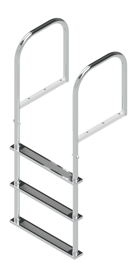 L-1100-LB Three-Step Stainless Steel Dock Ladder, Topside Mount - 18.5" Handles