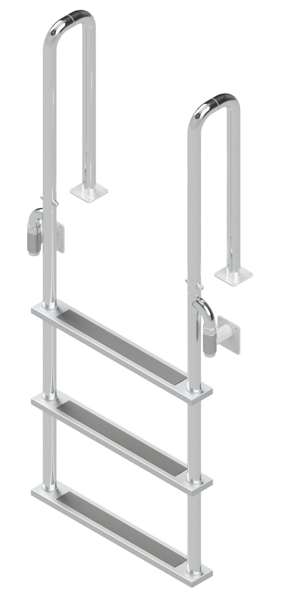 L-1200-LB Three-Step Stainless Steel Dock Ladder, Front Mount, Welded Flanges - 6" Handles