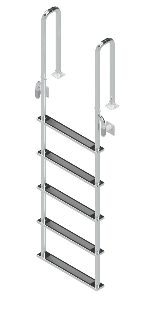 L-1215-LB Five-Step Stainless Steel Dock Ladder, Front Mount with Detachable Mounting Flanges- 6" Handles
