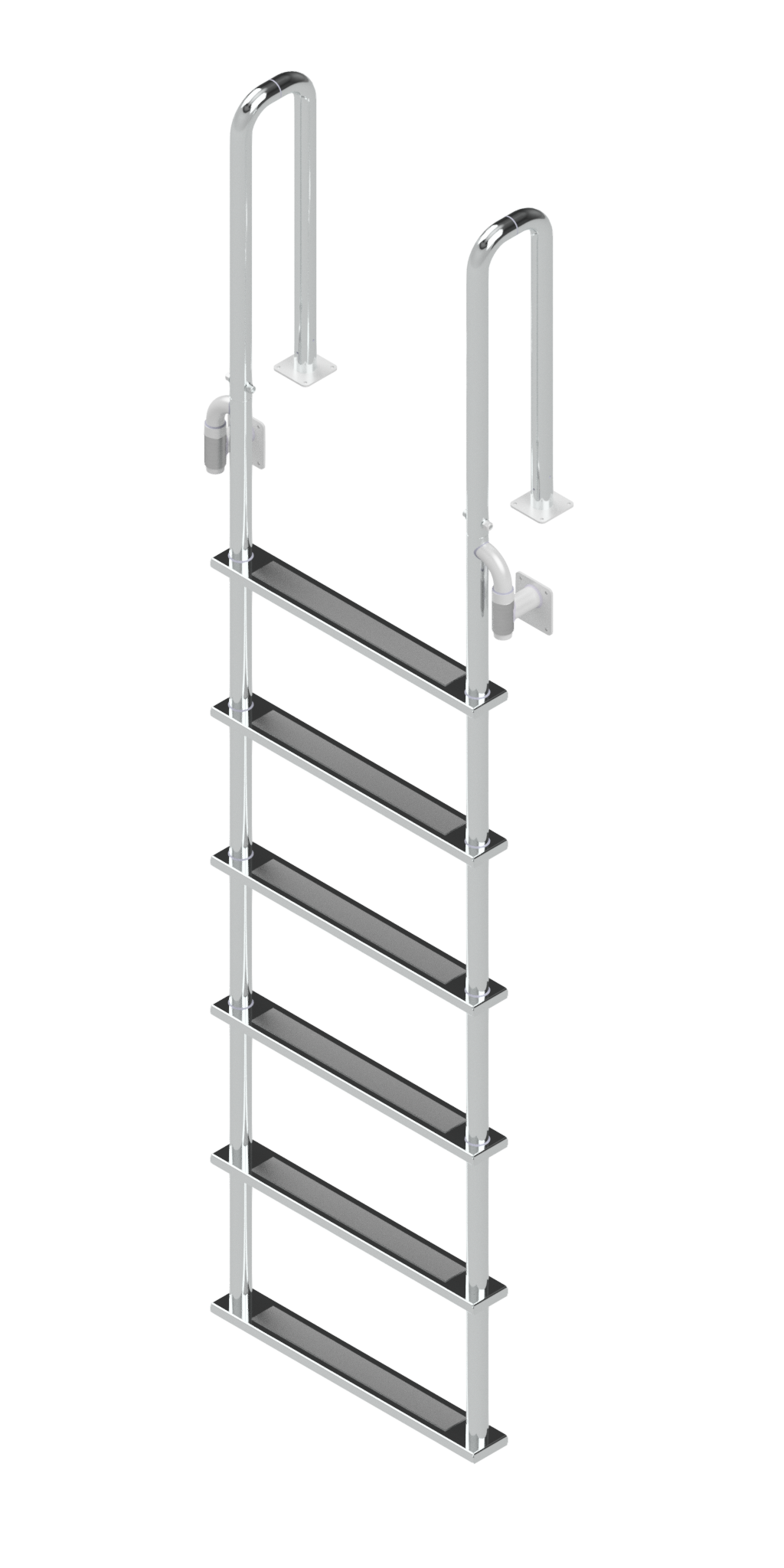 L1216LB SixStep Stainless Steel Dock Ladder, Front Mount, Welded Fl