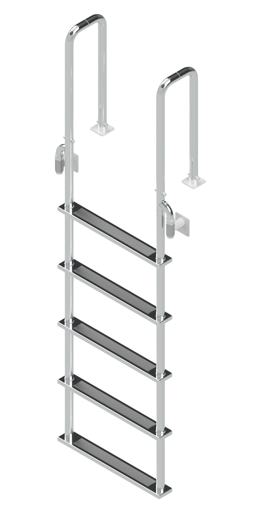 L-1218-LB Five-Step Stainless Steel Dock Ladder, Front Mount with Detachable Mounting Flanges - 8" Handles