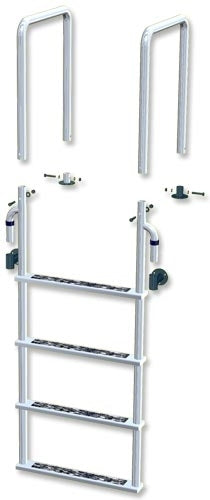 L-1221-LB Four-Step Stainless Steel Dock Ladder, Front Mount with Detachable Mounting Flanges - 18.75" Handles